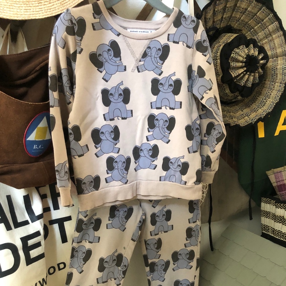 Mini Rodini elephant sweatshirt and pants set